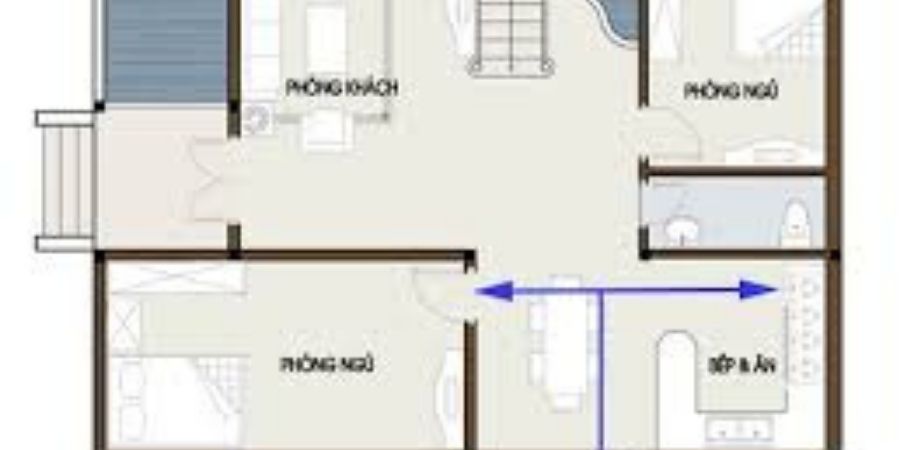 Xem chi tiết bếp đối diện cửa phòng ngủ