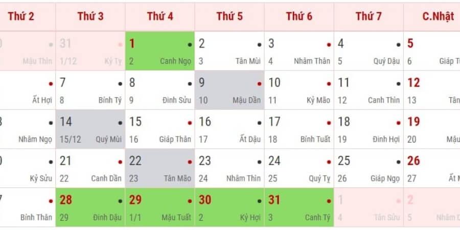 Xem chi tiết lịch vạn niên