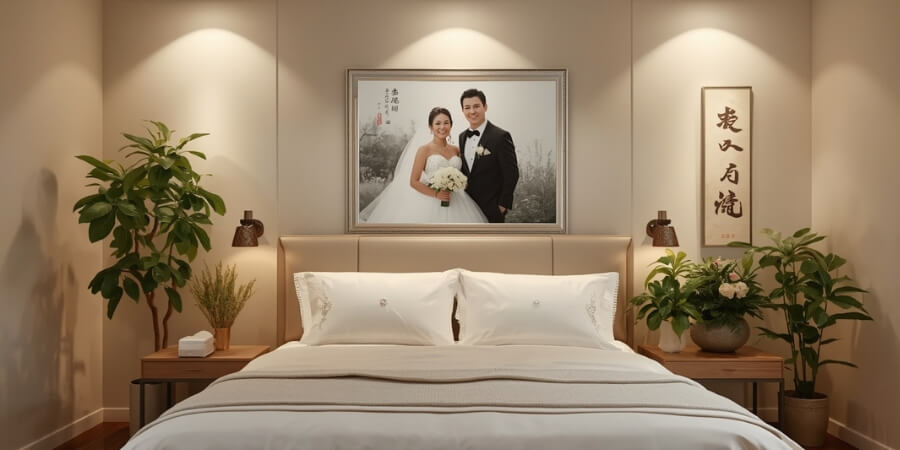 treo ảnh cưới trong phòng ngủ hợp phong thuỷ