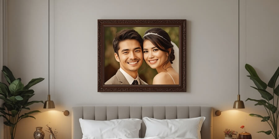 treo ảnh cưới trong phòng ngủ hợp phong thuỷ