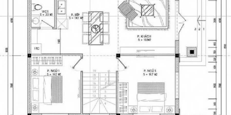 Bản vẽ mẫu nhà 2 tầng đẹp tiện nghi