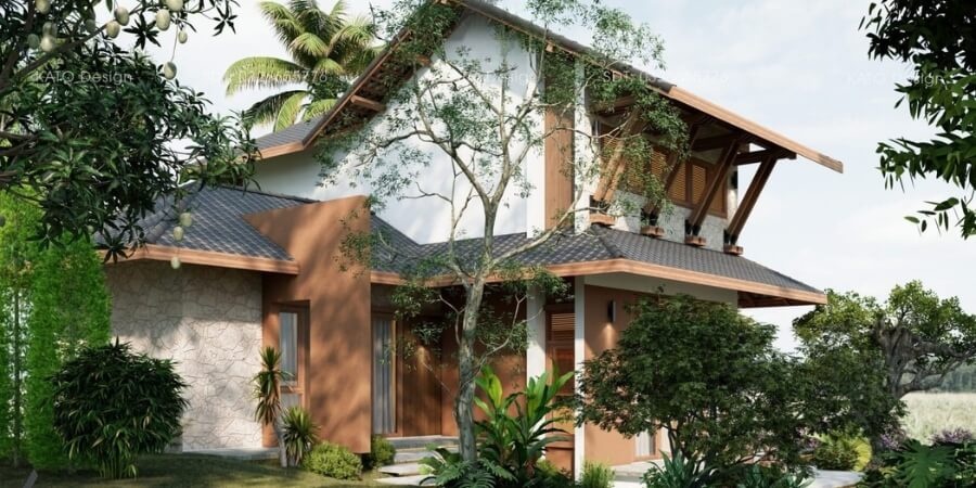Mẫu nhà gỗ 2 tầng gần gũi thiên nhiên