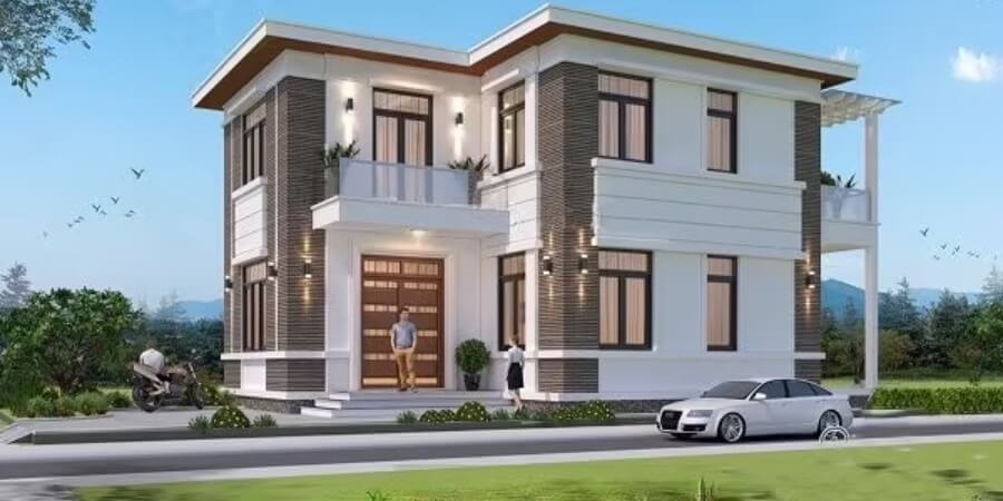 Xem thêm mẫu nhà vuông 2 tầng thiết kế chữ L