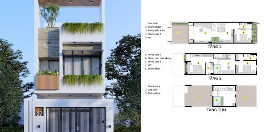 Xem thêm chi tiết mẫu nhà 2 tầng 30m2 hiện đại