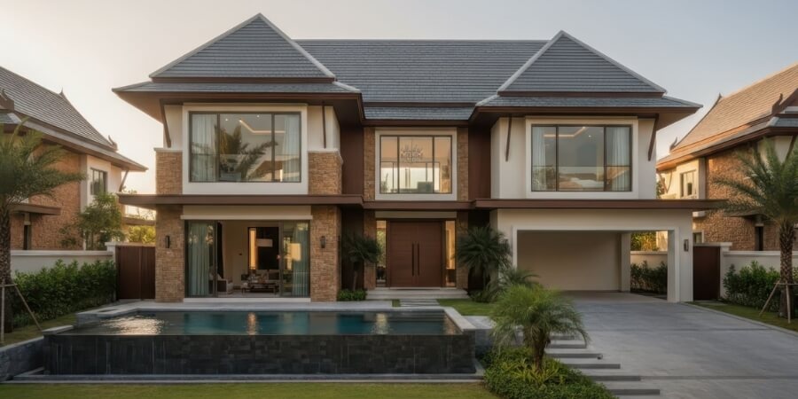 Mẫu nhà 2 tầng đẹp mái thái