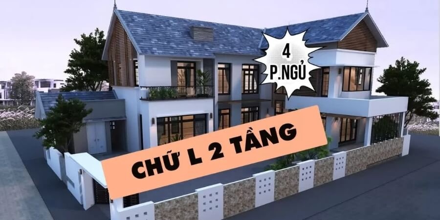 Xem thêm chi tiết mẫu nhà 2 tầng chữ L 4 phòng ngủ