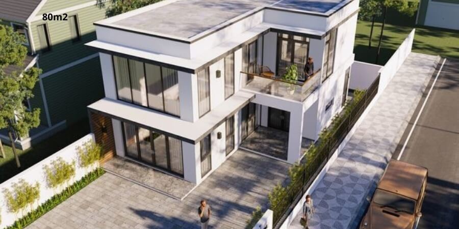 Xem thêm mẫu nhà 2 tầng chữ L 80m2
