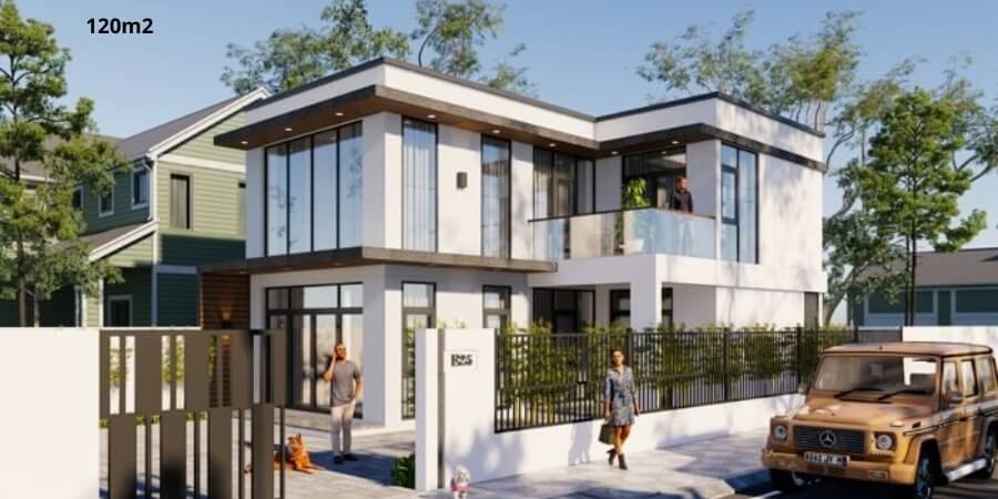 Xem thêm mẫu nhà 2 tầng chữ L 120m2