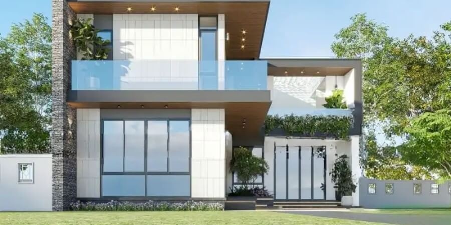 Xem thêm chi tiết mẫu nhà 2 tầng chữ L mái nhật