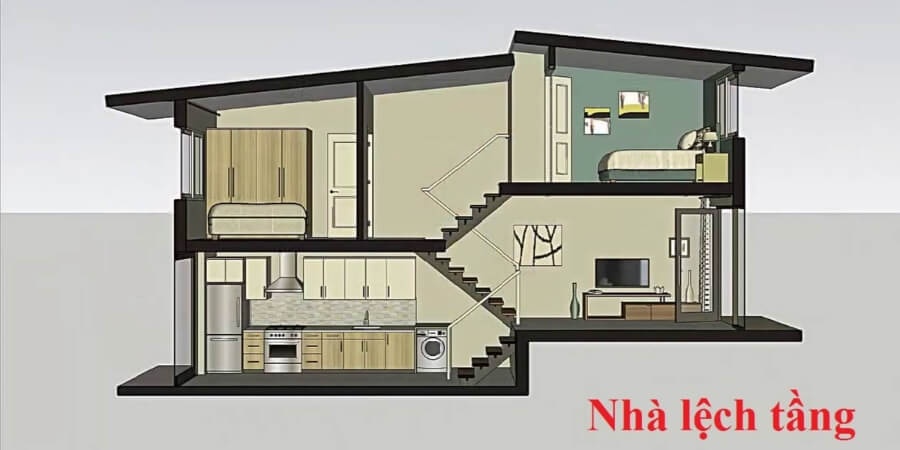 Xem thêm mẫu nhà 2 tầng lệch 6x12 mặt tiền.
