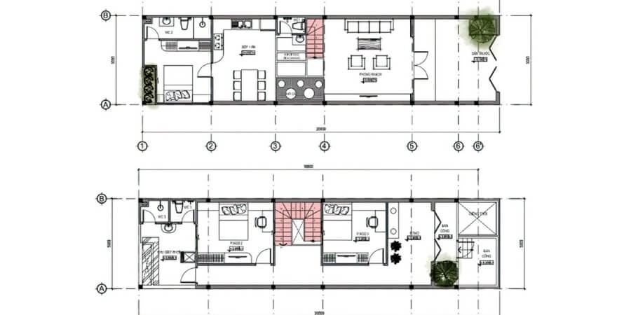 Xem thêm bản vẽ mẫu nhà 2 tầng chữ L